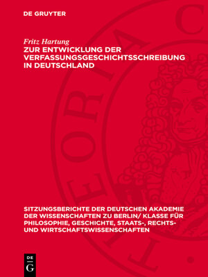 cover image of Zur Entwicklung der Verfassungsgeschichtsschreibung in Deutschland